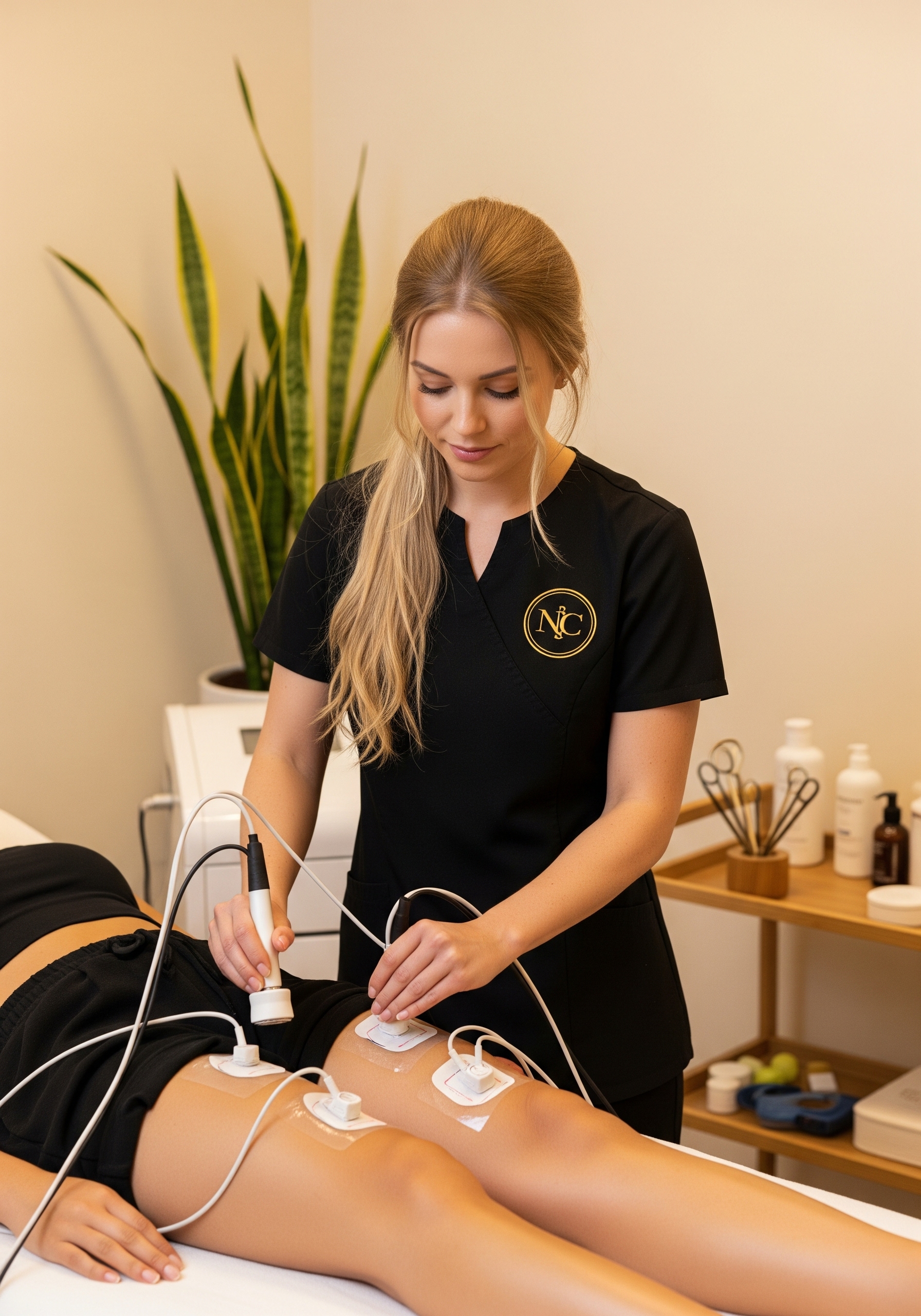 electroestimulación estética, para tonificar, moldear y reducir.